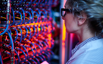 A Data/Networking Technician working in a data facility.